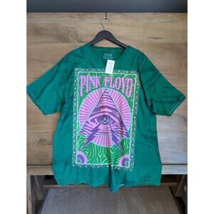 Pink Floyd T Shirt Mens L/XL Green Eye Triangle Tie Dye Oversized Crew Neck NWT